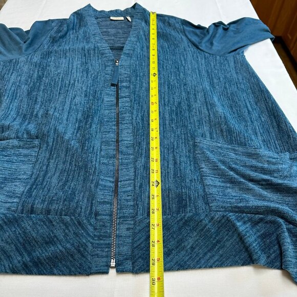 Logo Lori Goldstein Asymmetric Hem Zip Sweater Top Size 1X Lagenlook Blue Tunic - Picture 5 of 6